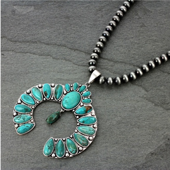 Jewelry - Squash Blossom Faux Turquoise Necklace